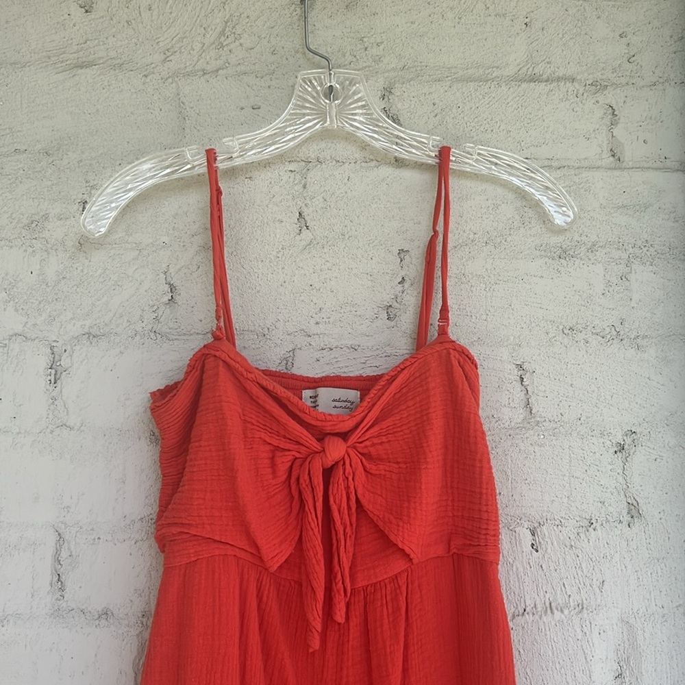 Anthropologie Saturday Sunday Isabel Coral Red Jumpsuit Size XS - Picture 5 of 16